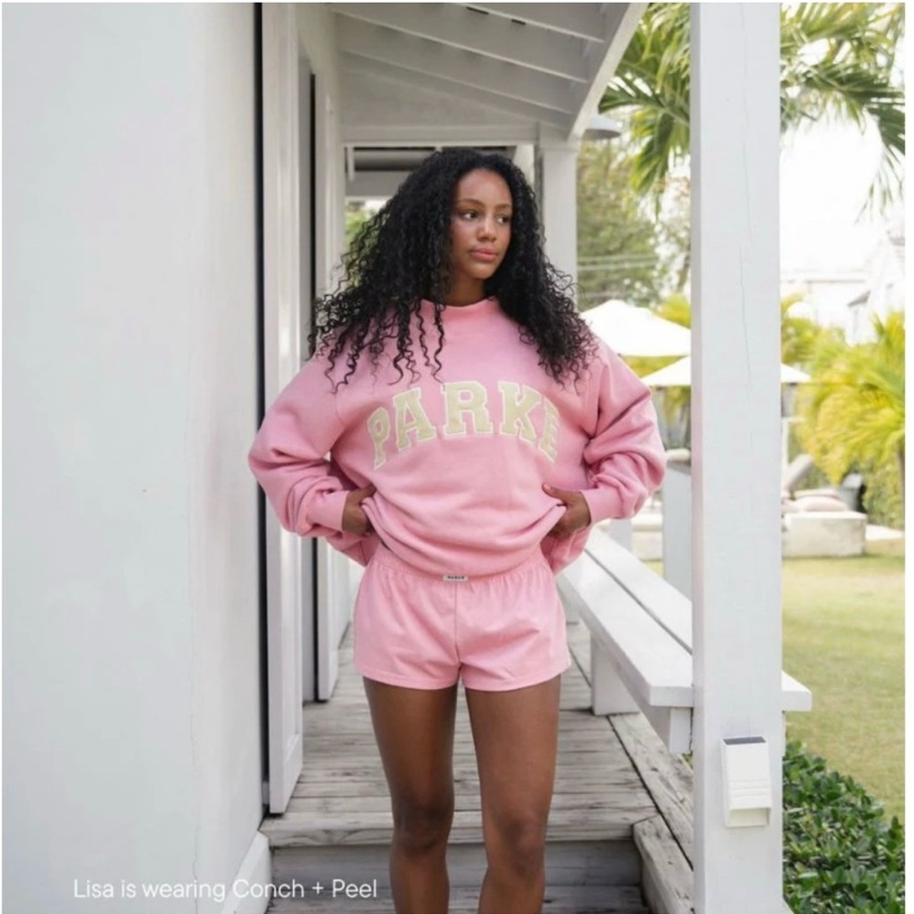 PARKE | NWT | Heritage Summerland Sweatshirt Conch Pink and Yellow | L-XL